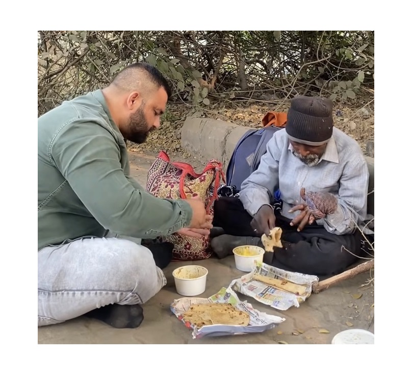 Volunteers serving food